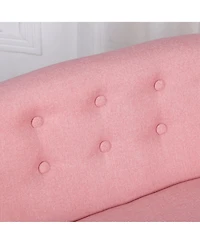 Qaba Cozy Children Sofa Couch Sturdy Wood 2 Seat Armrest Chair Kids Pink