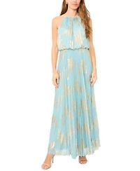 Msk Womens Embellishment Halter Neck Pleated Gown