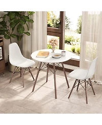 Dining Table Set Modern 5 Pcs For 4 Round Dining Room Table Set with Solid Wood Leg