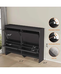 gaomon Shoe Cabinet with 4 Flip Drawers Narrow Cabinet with Adjustable and Removable Shelves Modern Wooden Shoe Organizer with Hidden Handle