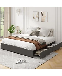 gaomon Platform Bed Frame with 4 Storage Drawers and Strong Wooden Slats Support