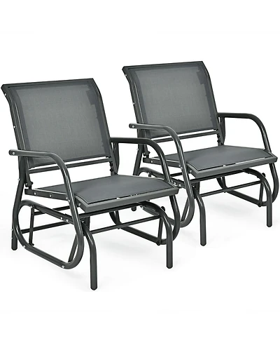Gymax 2PCS Patio Swing Glider Chair Single Rocking Chair Yard Outdoory