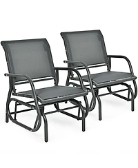Gymax 2PCS Patio Swing Glider Chair Single Rocking Chair Yard Outdoory