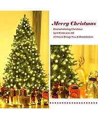 Costway 8Ft Pre-Lit Hinged Pvc Christmas Tree 430 Led Lights Green