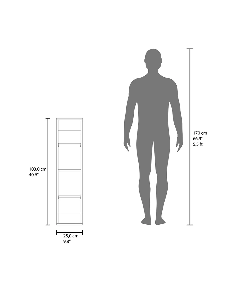 Fm Furniture Kora Wall-Mounted Bathroom Cabinet with Open Shelves and Slim Vertical Design