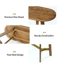 Tribesigns Solid Wood Bar Table with Footrest, 63" Oval Counter Height Table