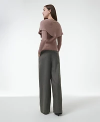 Leem Women's Cape Detail Fitted Sweater