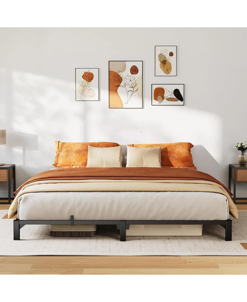 gaomon Bed Frame Full Size, 6 Inch Metal Platform, No Screws Needed, No Box Spring Needed, Heavy Duty, 800 Lbs Capacity