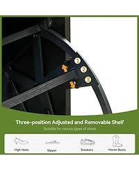 gaomon 2 Flip Drawers Shoe Cabinet with Bench Narrow Entryway Shoe Storage Organizer Freestanding Shoe Rack with Metal Legs