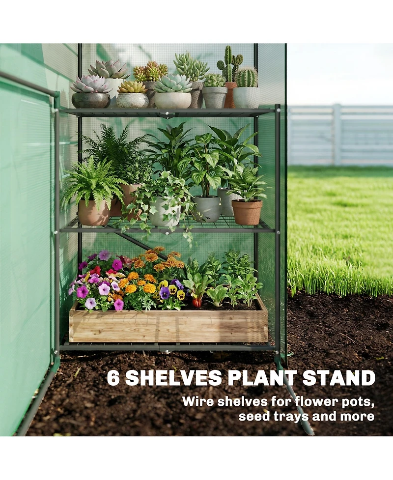 Outsunny house for Outdoors, 6 Shelves with Pe Cover,