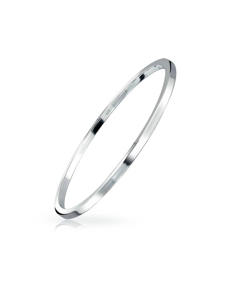Bling Jewelry Classic Plain Solid 2MM Flat Edge Stackable.925 Sterling Silver Bangle Bracelet