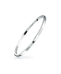 Bling Jewelry Classic Plain Solid 2MM Flat Edge Stackable.925 Sterling Silver Bangle Bracelet