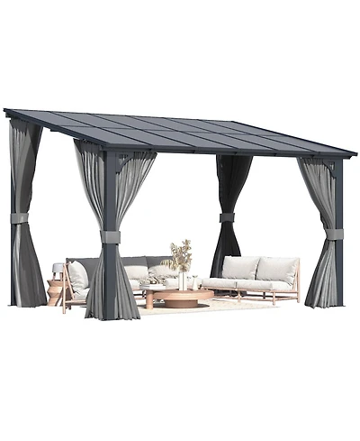 Aecojoy 12'x8' Wall Gazebo with Curtains and Mosquito Netting