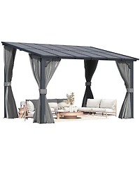 Aecojoy 12'x8' Wall Gazebo with Curtains and Mosquito Netting