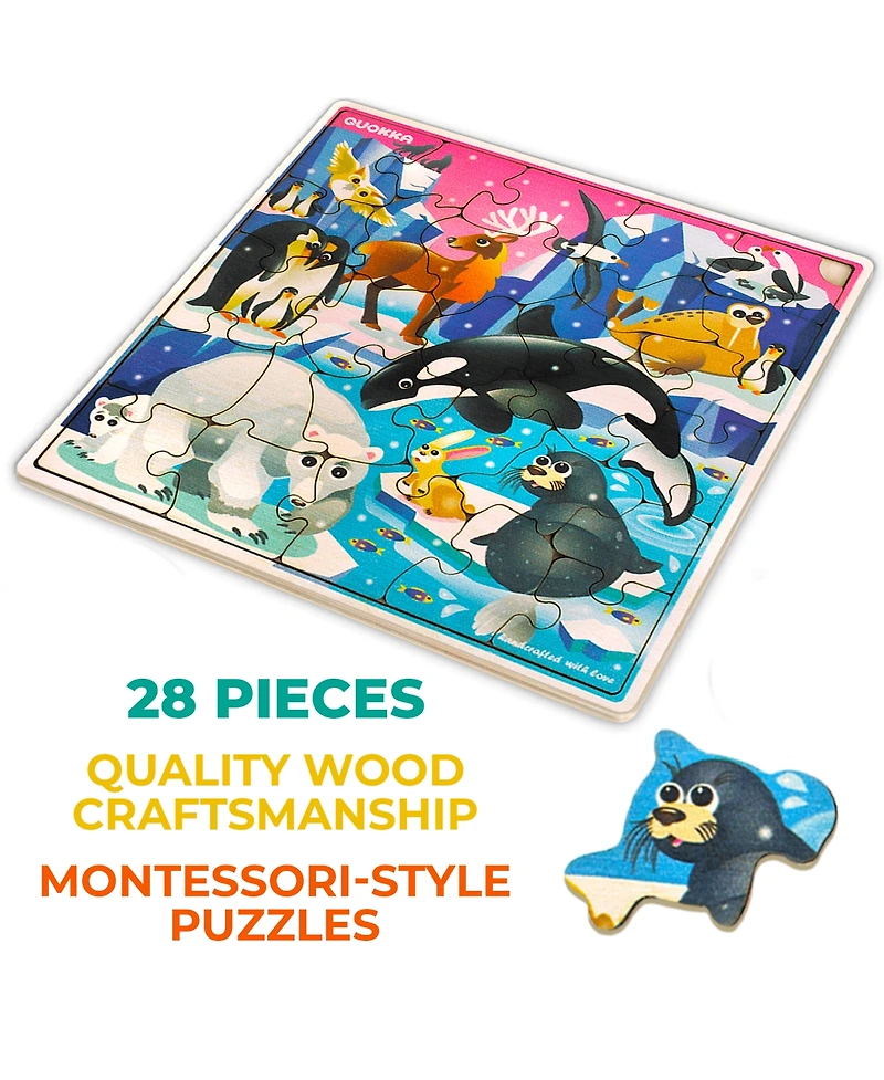 Quokka 28 Piece Wooden Animal Puzzles for Kids Ages 3–5