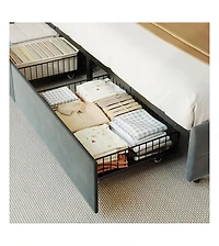gaomon full upholstered led headboard storage bed frame