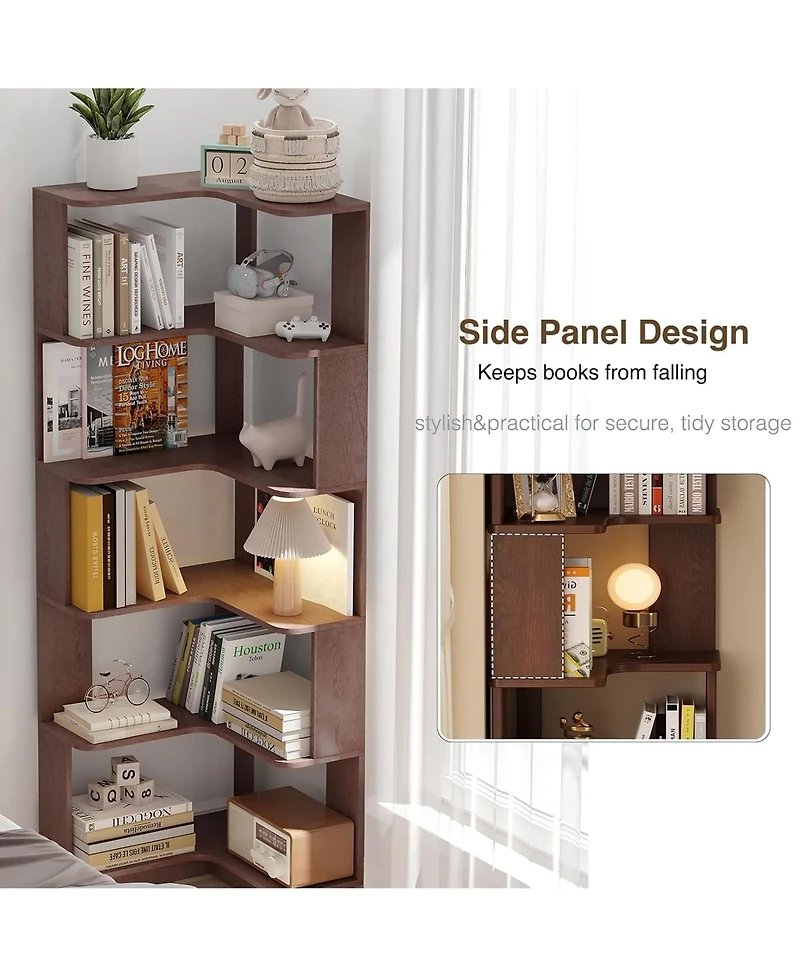 Rainsken 5 Tier L-Shaped Corner Bookshelf