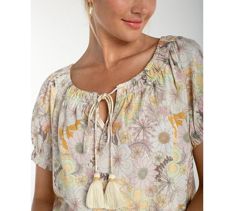 Liverpool Los Angeles Petite Tie-Neck Woven Top