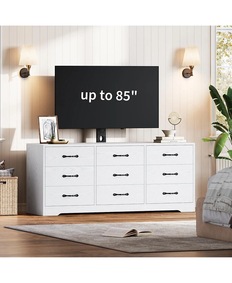 gaomon Tv stand with mount, 9 drawer modern media console for TVs