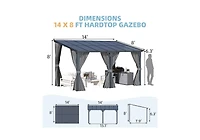 Aecojoy 14'x8' Wall Gazebo with Curtains and Mosquito Netting