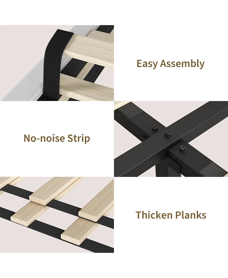 gaomon King Bed Frame, Velvet Upholstered Platform with Adjustable Vertical Channel Tufted Headboard, No Box Spring Needed, Easy Assembly