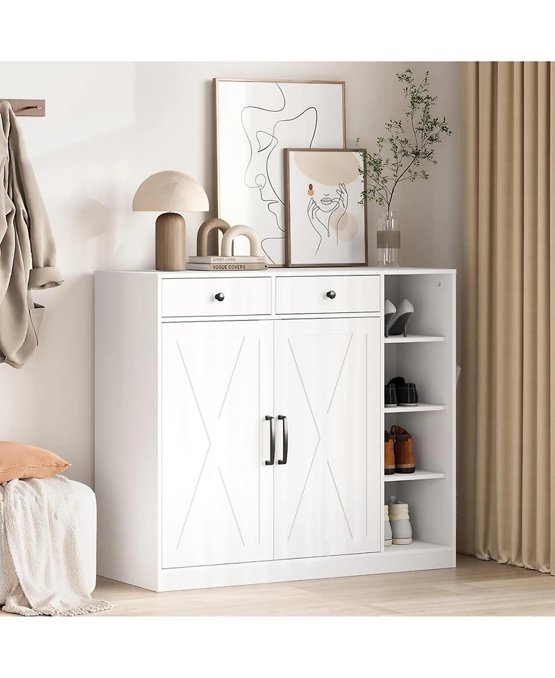 gaomon Shoe Storage Cabinet with 6 Adjustable Shelves and 2 Drawers Freestanding Entryway Shoe Cabinet Wide Shoe Organizer