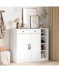 gaomon Shoe Storage Cabinet with 6 Adjustable Shelves and 2 Drawers Freestanding Entryway Shoe Cabinet Wide Shoe Organizer