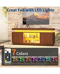 gaomon Tv Stand Entertainment Center with Storage Cabinets,Open Shelves & Power Outlets Media Tv Console Table for Up to 75" Tv