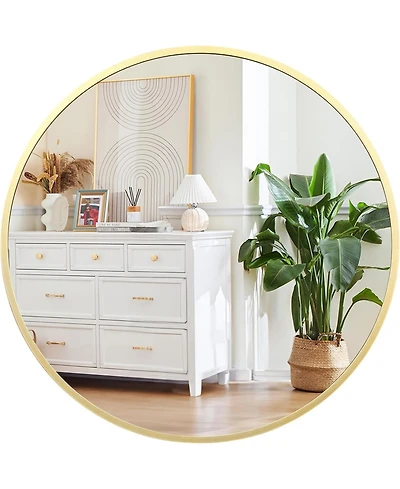 Mirror Wall Mounted, Metal Frame Mirror Dressing Make-Up Vanity Mirror, Anti-Rust, Tempered Glass for Bathroom, Entryway, Living Room, Hallway