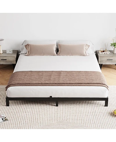 gaomon 8 Inch Black Queen Low Profile Metal Bed Frame-Sturdy Mattress Foundation-Easy Assembly-Noise Free