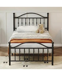 gaomon Size Metal Platform Bed Frame with Victorian Style Wrought Iron-Art Headboard and Footboard,Mattress Foundation,Under Bed Storage,Noise Free