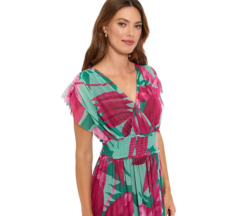 London Times Petite V-Neck Fit & Flare Dress