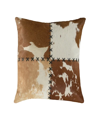 Rizzy Home Judith Leather Cotton Decorative Pillow, 22" x 22"