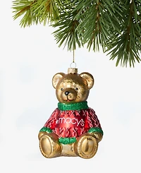 Holiday Lane Macy's Glass Glittered Bear Ornament, Macy's Exclusive