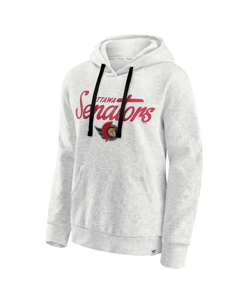 Fanatics Women's Oatmeal Ottawa Senators True Classics Quilted Pullover Hoodie