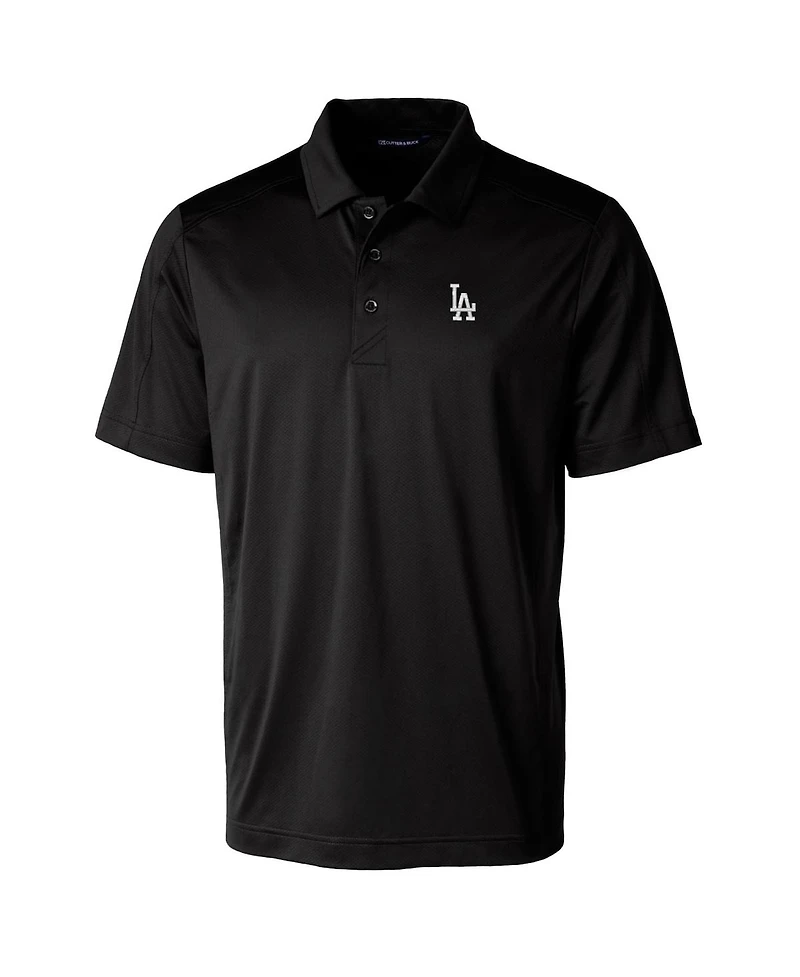 Cutter & Buck Men's Black Los Angeles Dodgers Prospect Textured Stretch Polo Shirt