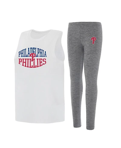 Concepts Sport Women's 2-Piece Charcoal/White Philadelphia Phillies Contend Tank Top and Leggings Set