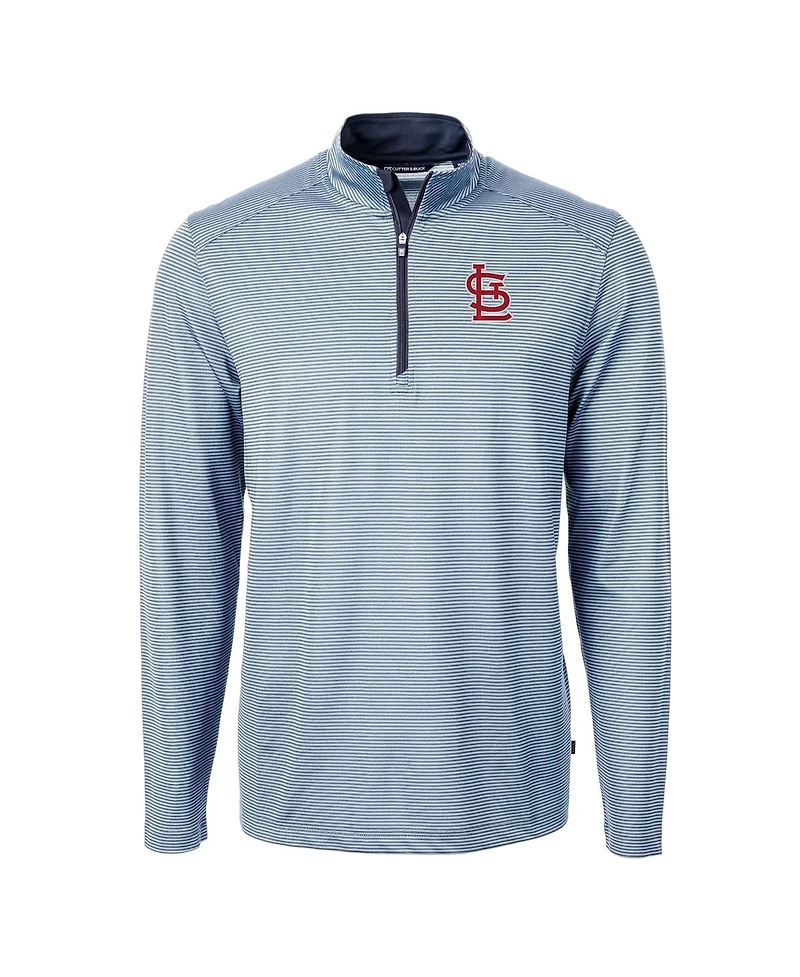 Cutter & Buck Men's Light Blue/Navy St. Louis Cardinals Virtue Eco Pique Micro Stripe Quarter-Zip Pullover Sweatshirt