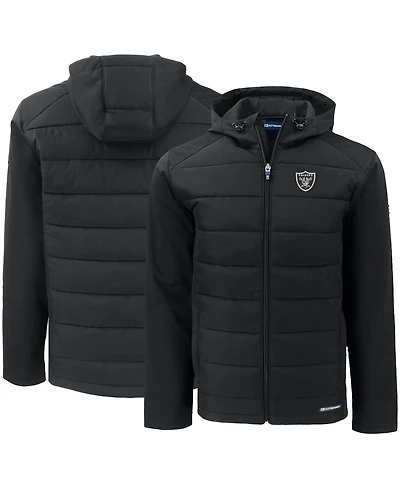 Cutter & Buck Men's Black Las Vegas Raiders Evoke PrimaLoft Hybrid Eco Softshell Full-Zip Hooded Jacket