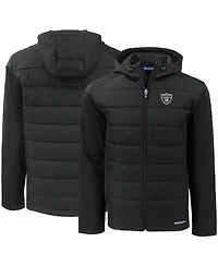 Cutter & Buck Men's Black Las Vegas Raiders Evoke PrimaLoft Hybrid Eco Softshell Full-Zip Hooded Jacket