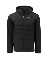 Cutter & Buck Men's Black Washington Commanders Evoke PrimaLoft Hybrid Eco Softshell Full-Zip Hooded Jacket