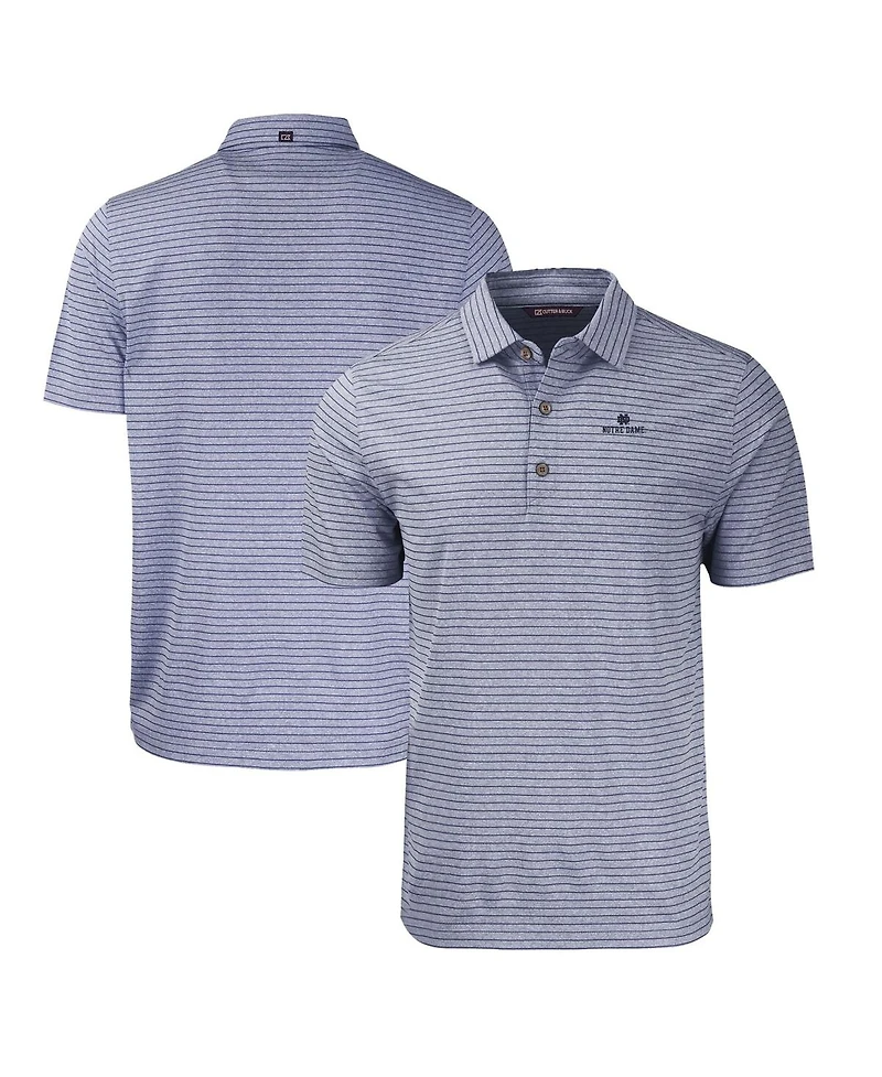 Cutter & Buck Men's Heather Navy Notre Dame Fighting Irish Forge Eco Heathered Stripe Stretch Polo Shirt