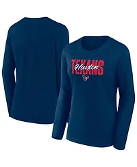 Fanatics Women's Navy Houston Texans Long Sleeve Scoop Neck T-Shirt