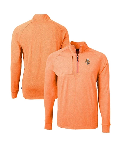 Cutter & Buck Men's Heather Orange Tennessee Volunteers Vault Adapt Eco Knit Heathered Raglan Quarter-Zip Sweatshirt