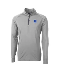 Cutter & Buck Men's Gray Duke Blue Devils Adapt Eco Knit Stretch Raglan Dry Tec Quarter-Zip Sweatshirt