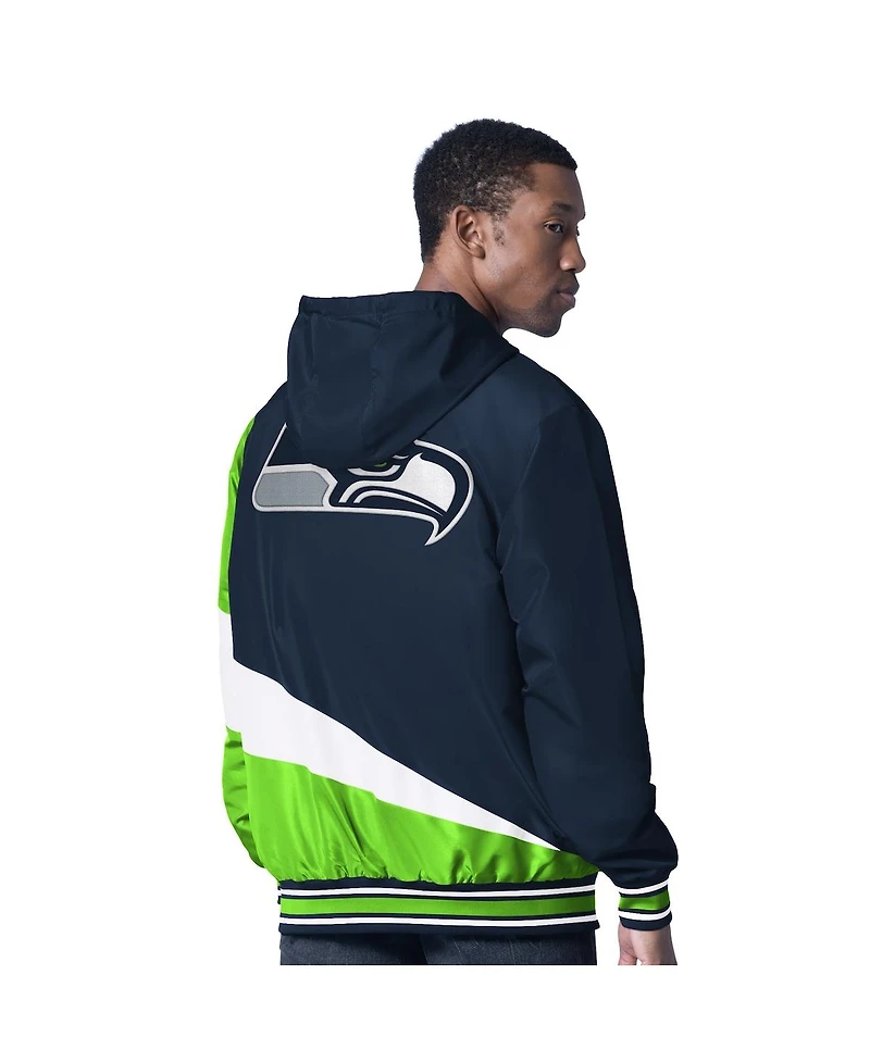 G-iii Sports by Carl Banks Men's College Navy/Charcoal Seattle Seahawks Dual Threat Reversable Full-Zip Hooded Jacket