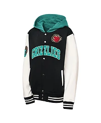 Mitchell & Ness Big Boys and Girls Black Vancouver Grizzlies Hardwood Classics Courtside Fleece Full-Snap Hooded Jacket