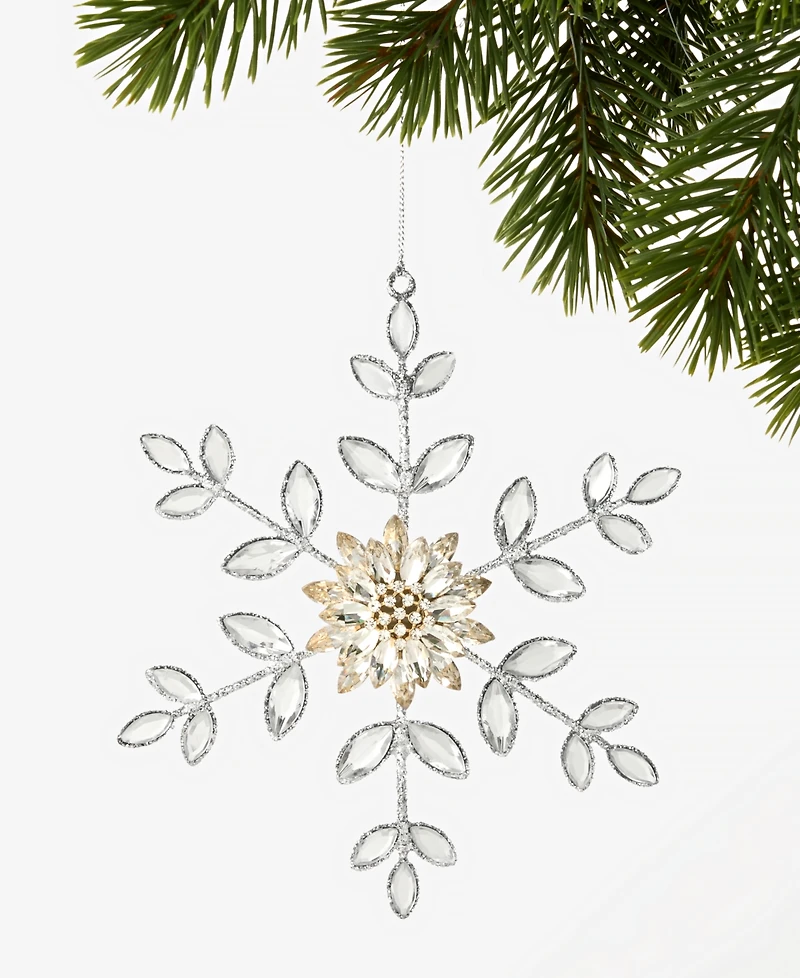 Holiday Lane Jeweled Classics Gold and Gem Snowflake Ornament, Macy's Exclusive