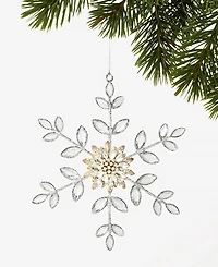 Holiday Lane Jeweled Classics Gold and Gem Snowflake Ornament, Macy's Exclusive