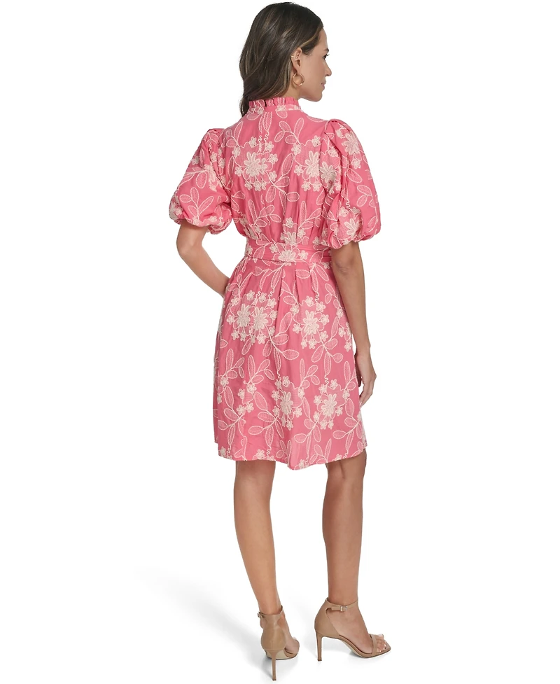 Eliza J Women's Floral Embroidery V-Neck Short Dress